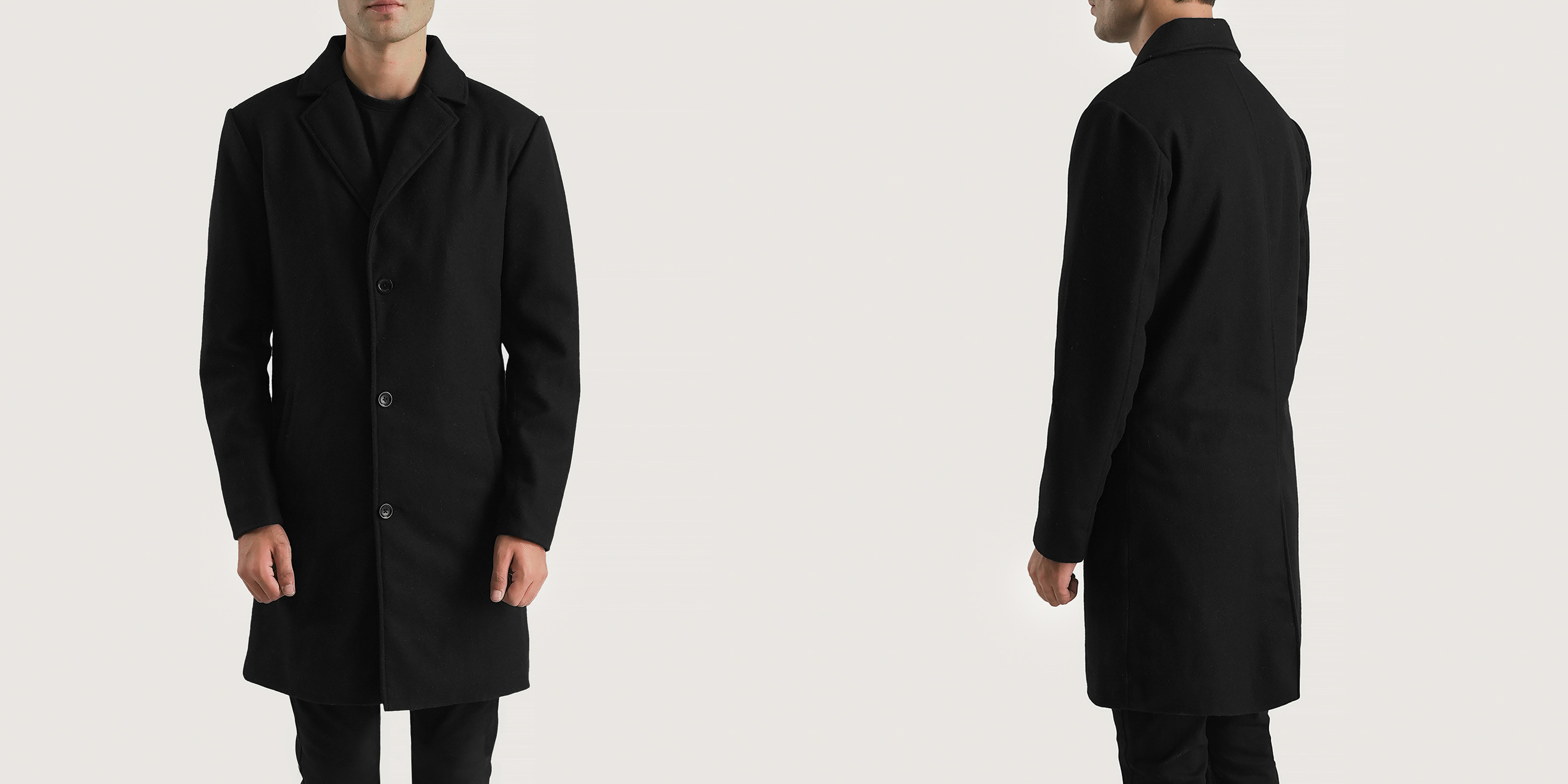 Petrillo Black Wool Single Breasted Coat