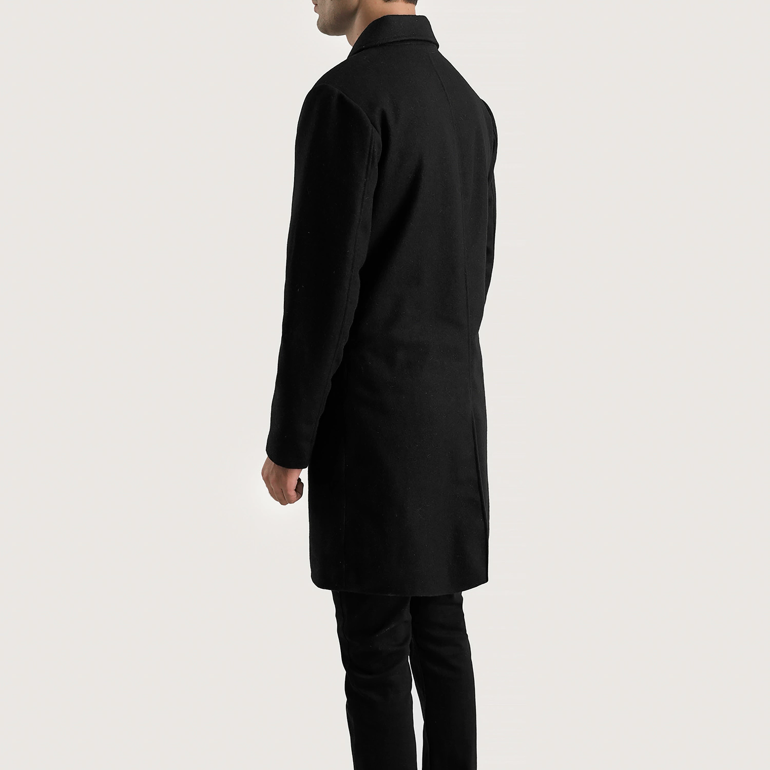 Petrillo Black Wool Single Breasted Coat