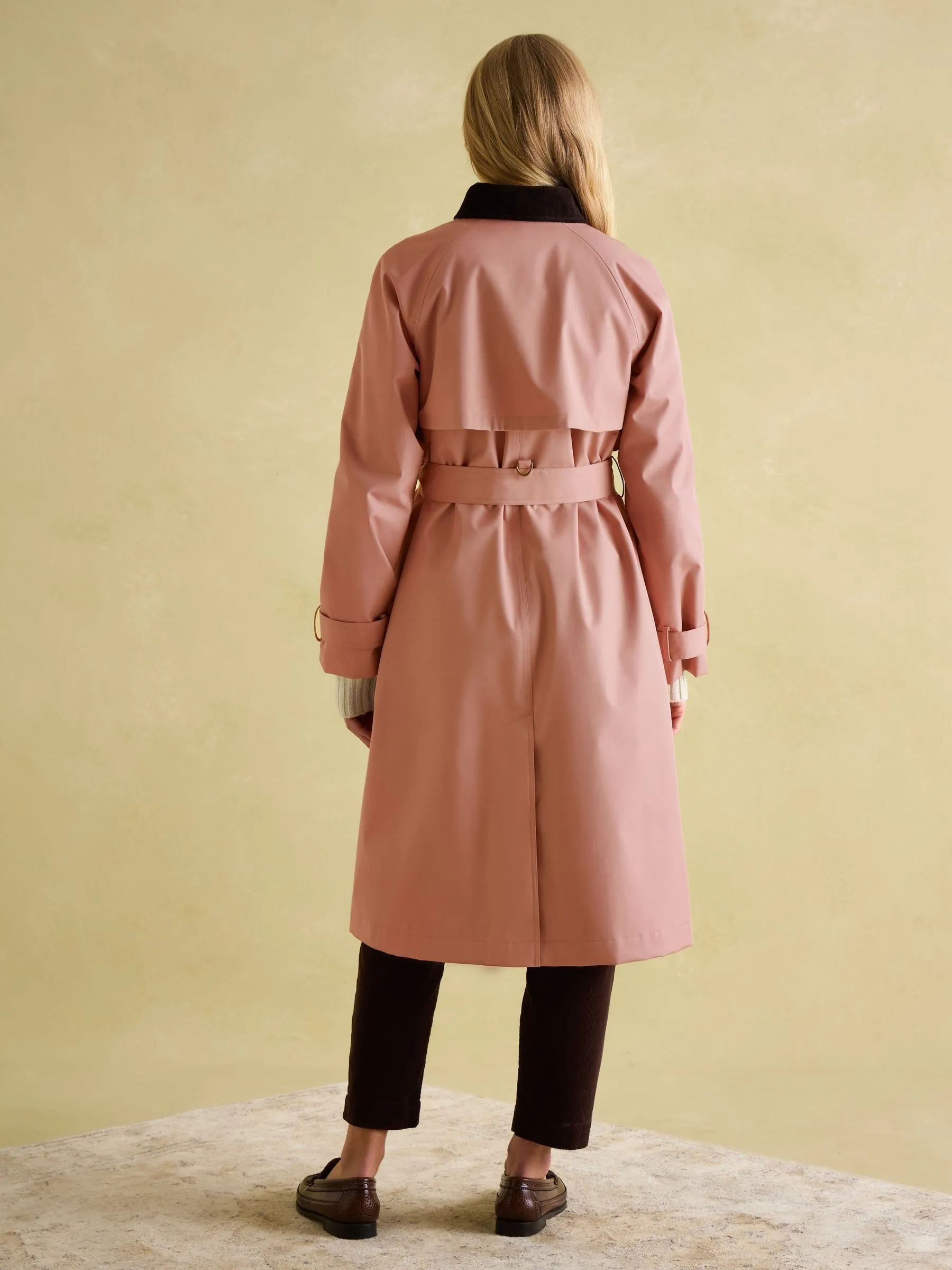 Pink Waterproof Belted Trench Coat