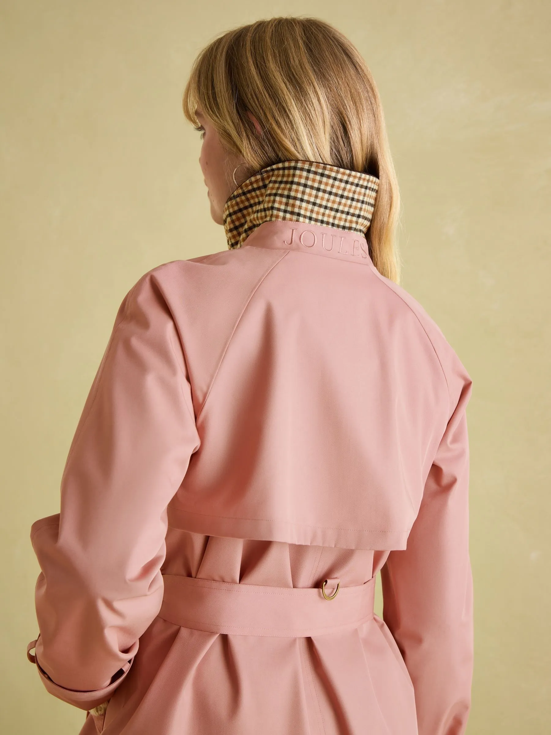 Pink Waterproof Belted Trench Coat