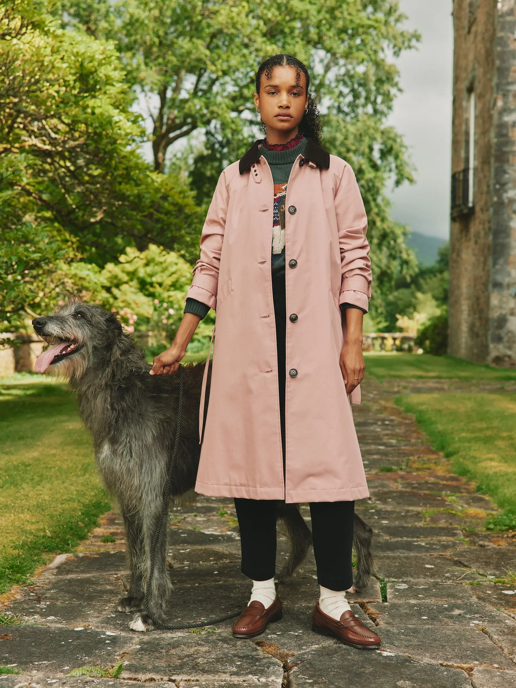 Pink Waterproof Belted Trench Coat