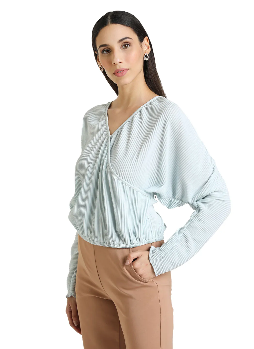 Pleated Wrap Top