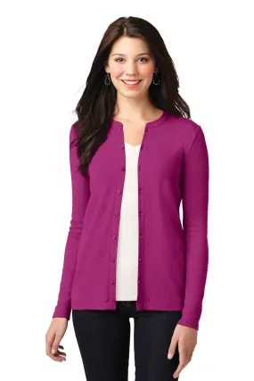 Port Authority Ladies Concept Stretch Button-Front Cardigan LM1008 Magenta