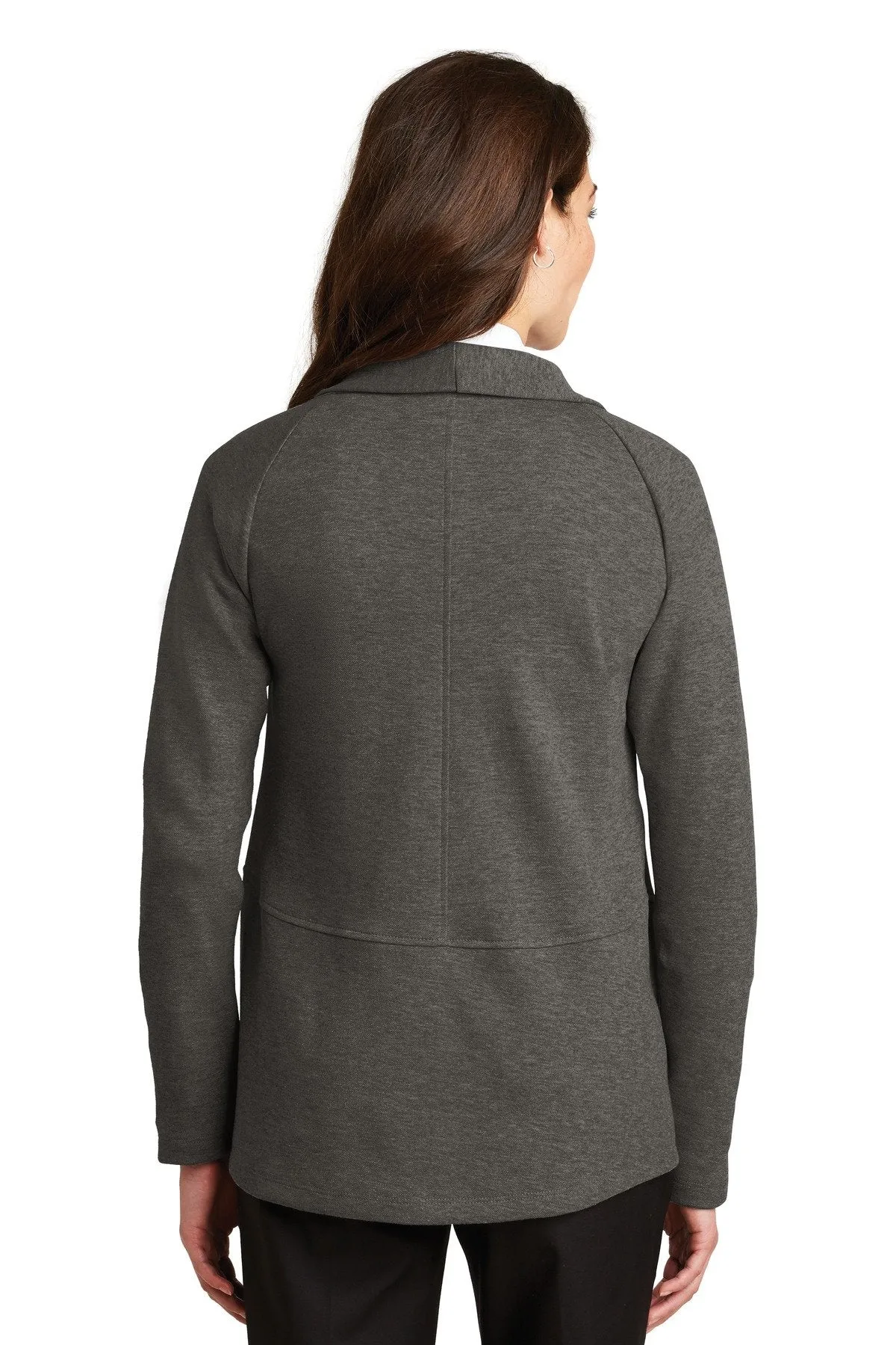 Port Authority Ladies Interlock Cardigan L807 Charcoal Heather/ Medium Heather Grey