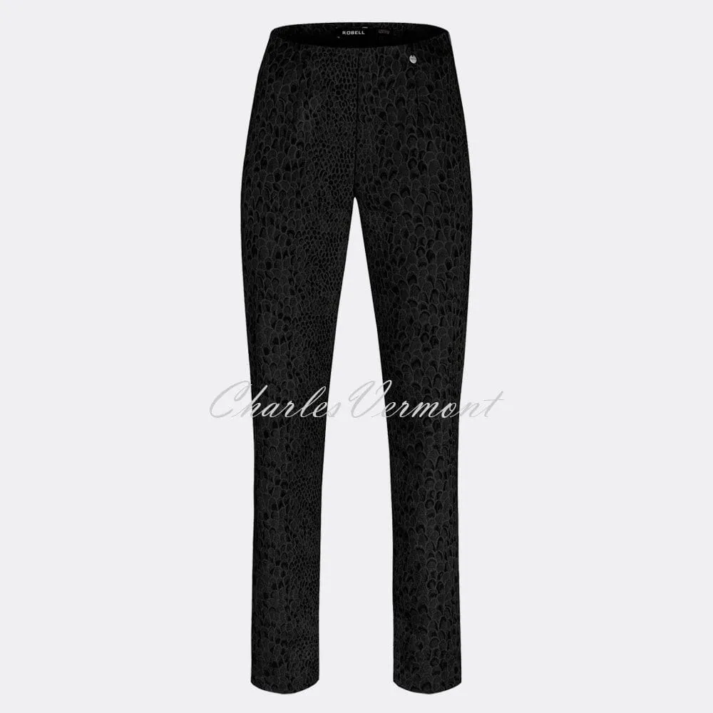 Robell Marie Full Length Trouser 51593-54167-90 (Black Jacquard)