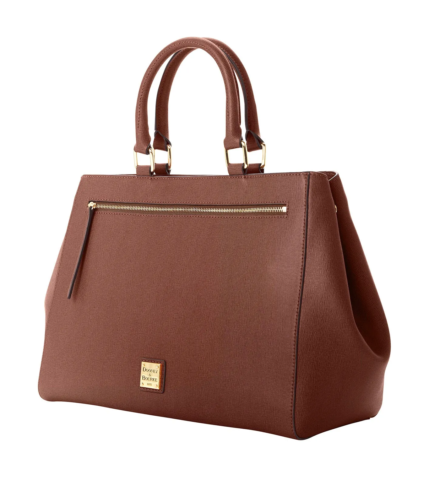 Saffiano Zip Satchel Amber