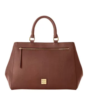 Saffiano Zip Satchel Amber