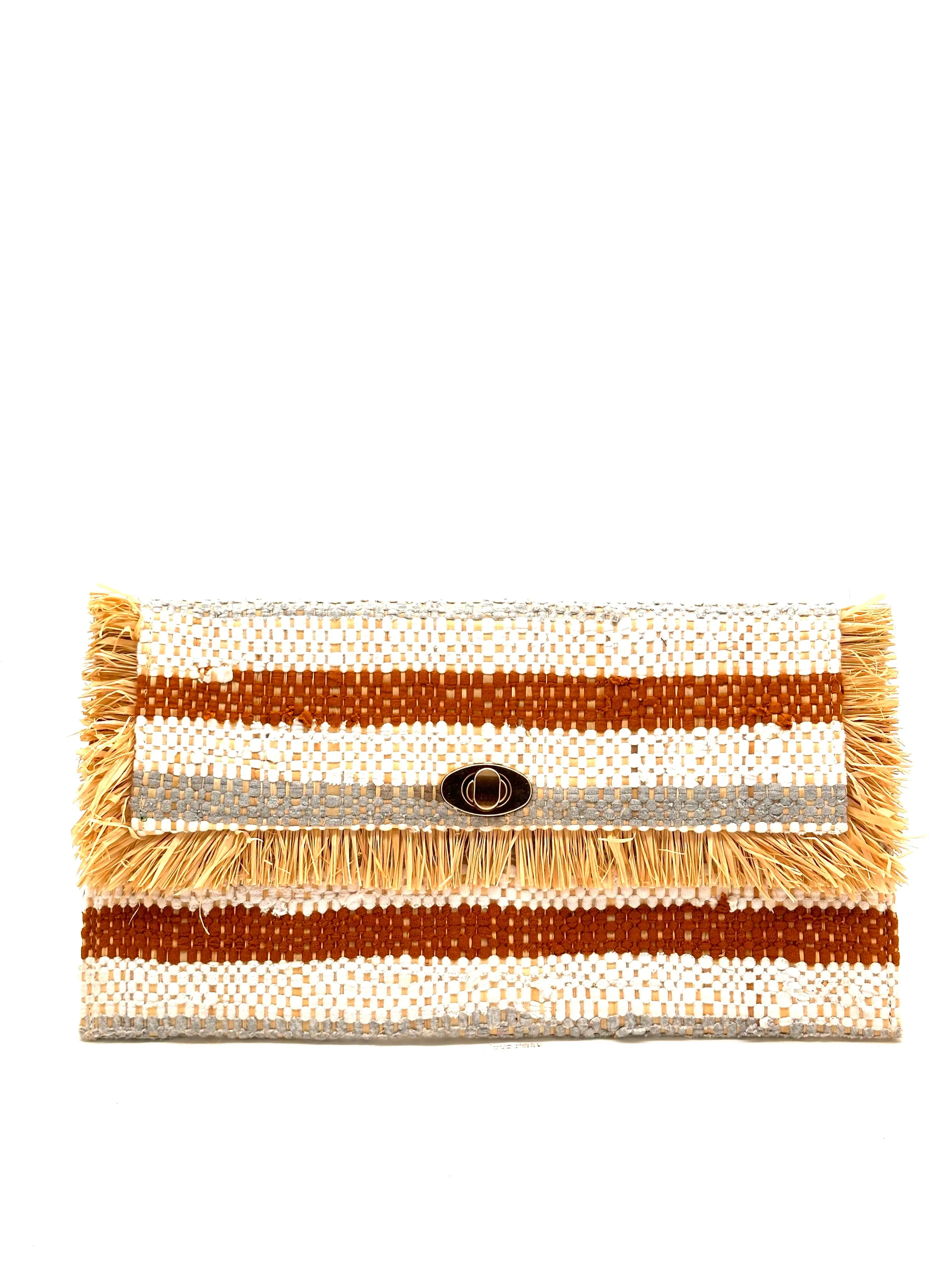 Sasha Recycled Cotton Clutch with Raw Fringe Edge