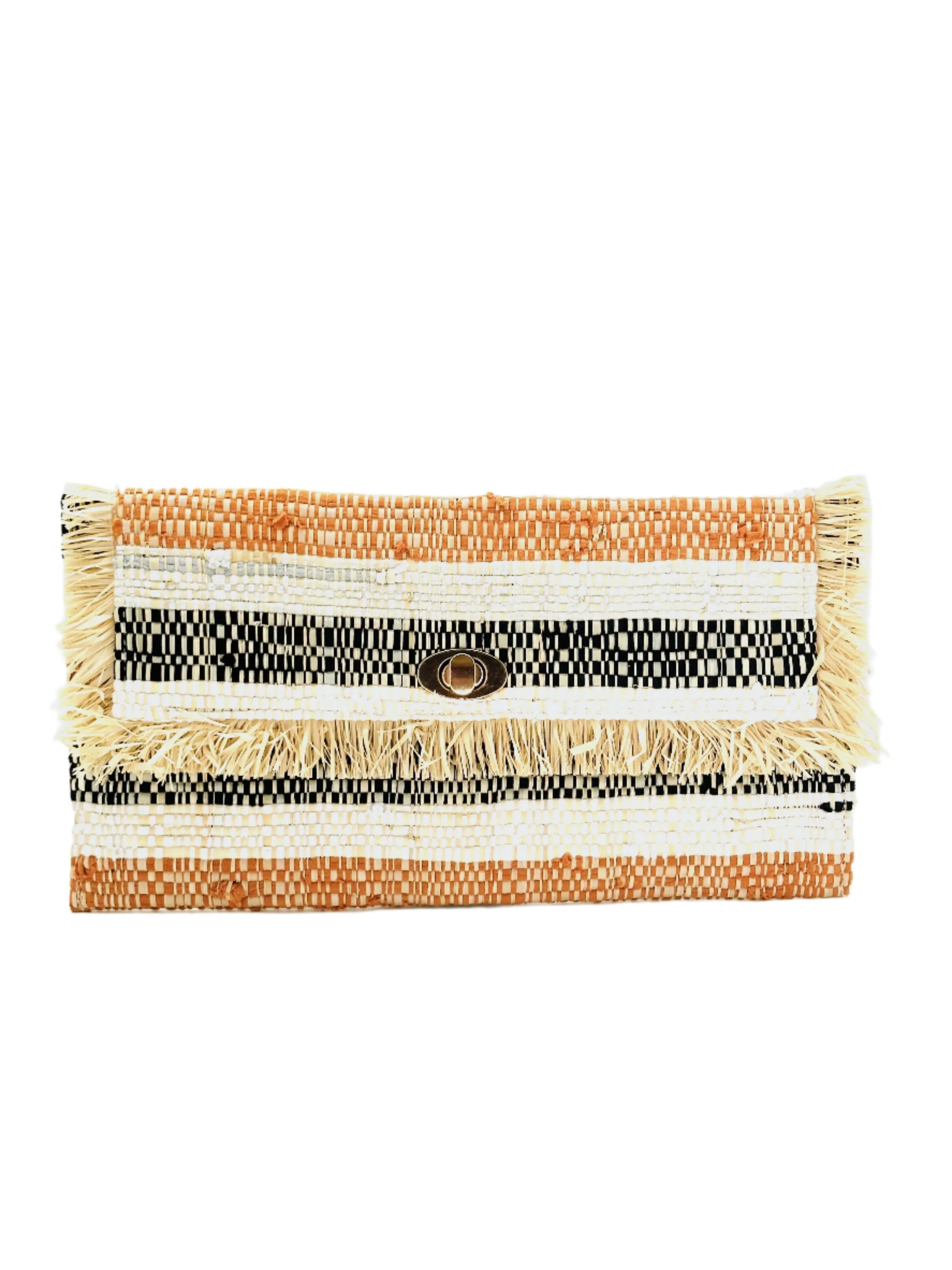 Sasha Recycled Cotton Clutch with Raw Fringe Edge