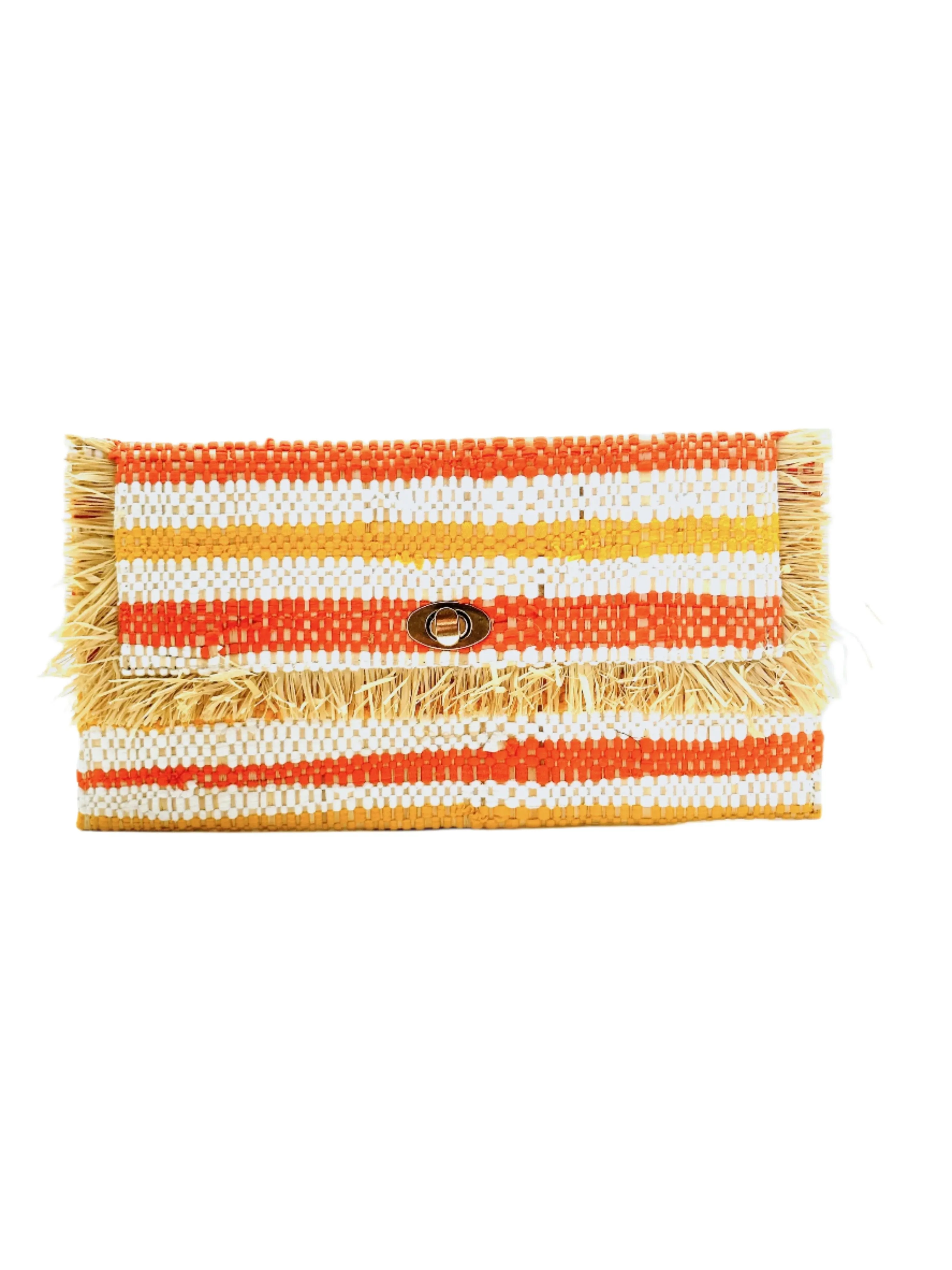 Sasha Recycled Cotton Clutch with Raw Fringe Edge