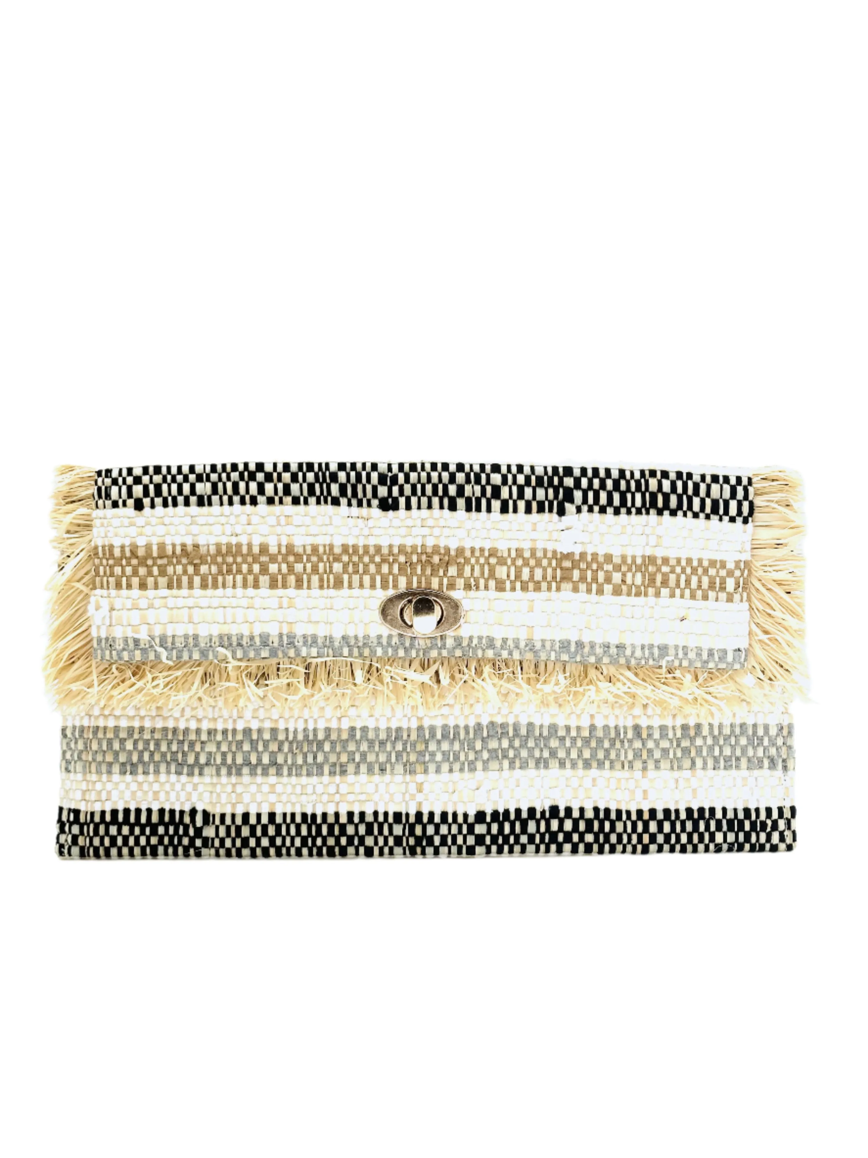 Sasha Recycled Cotton Clutch with Raw Fringe Edge