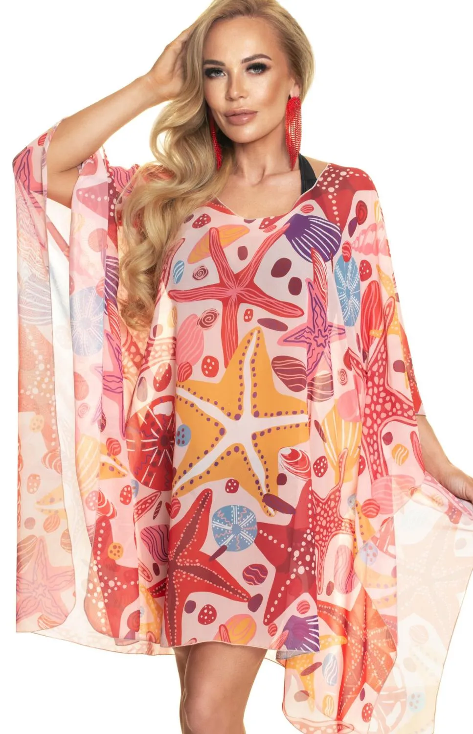 Sea stars print beach tunic