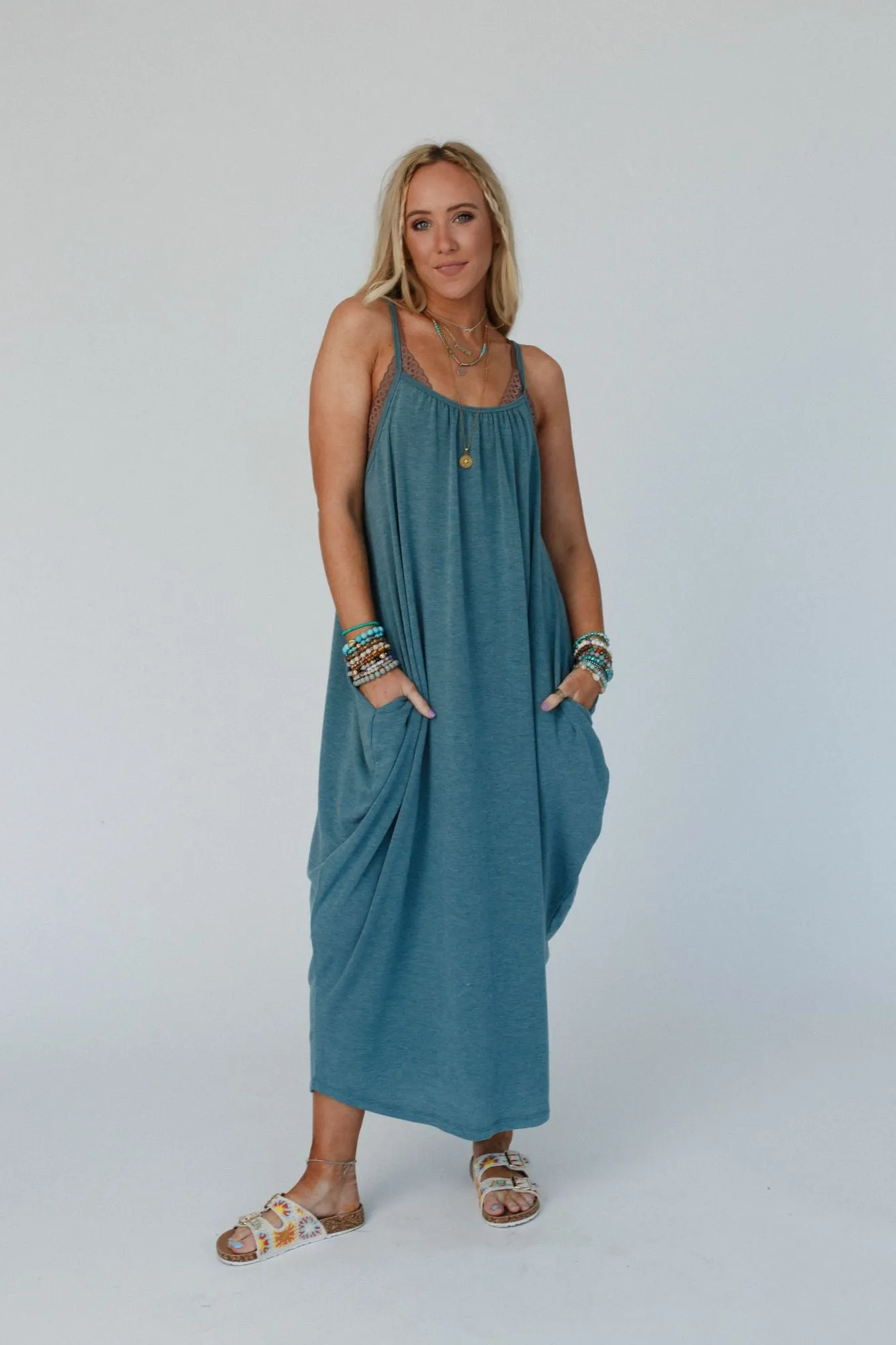 Simple Serene Maxi Dress - Teal