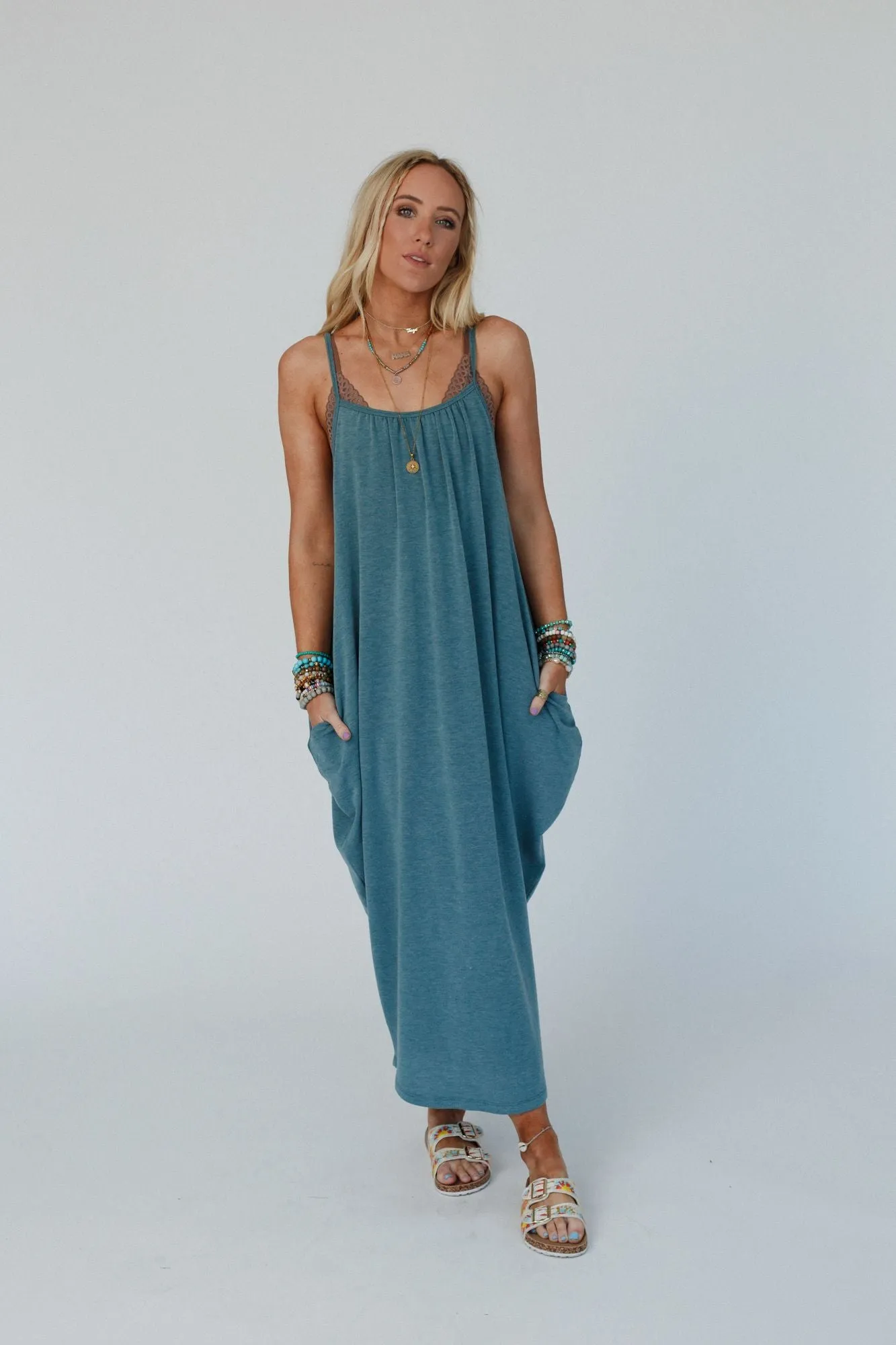 Simple Serene Maxi Dress - Teal