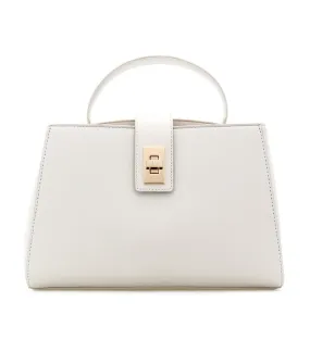 Small E/W Satchel with Enamel Turn Lock Chalk