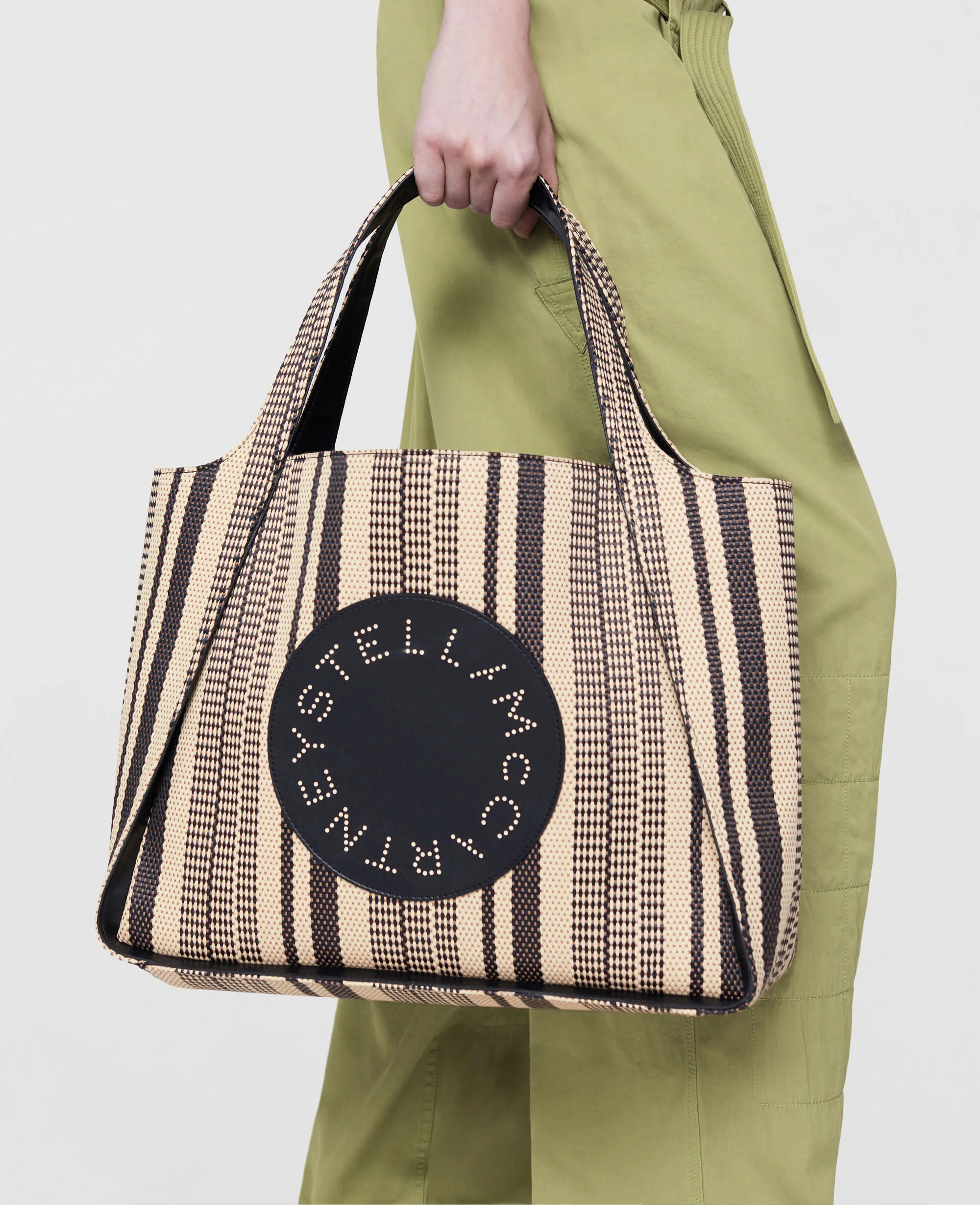 Stella Logo Striped Raffia Tote Bag 