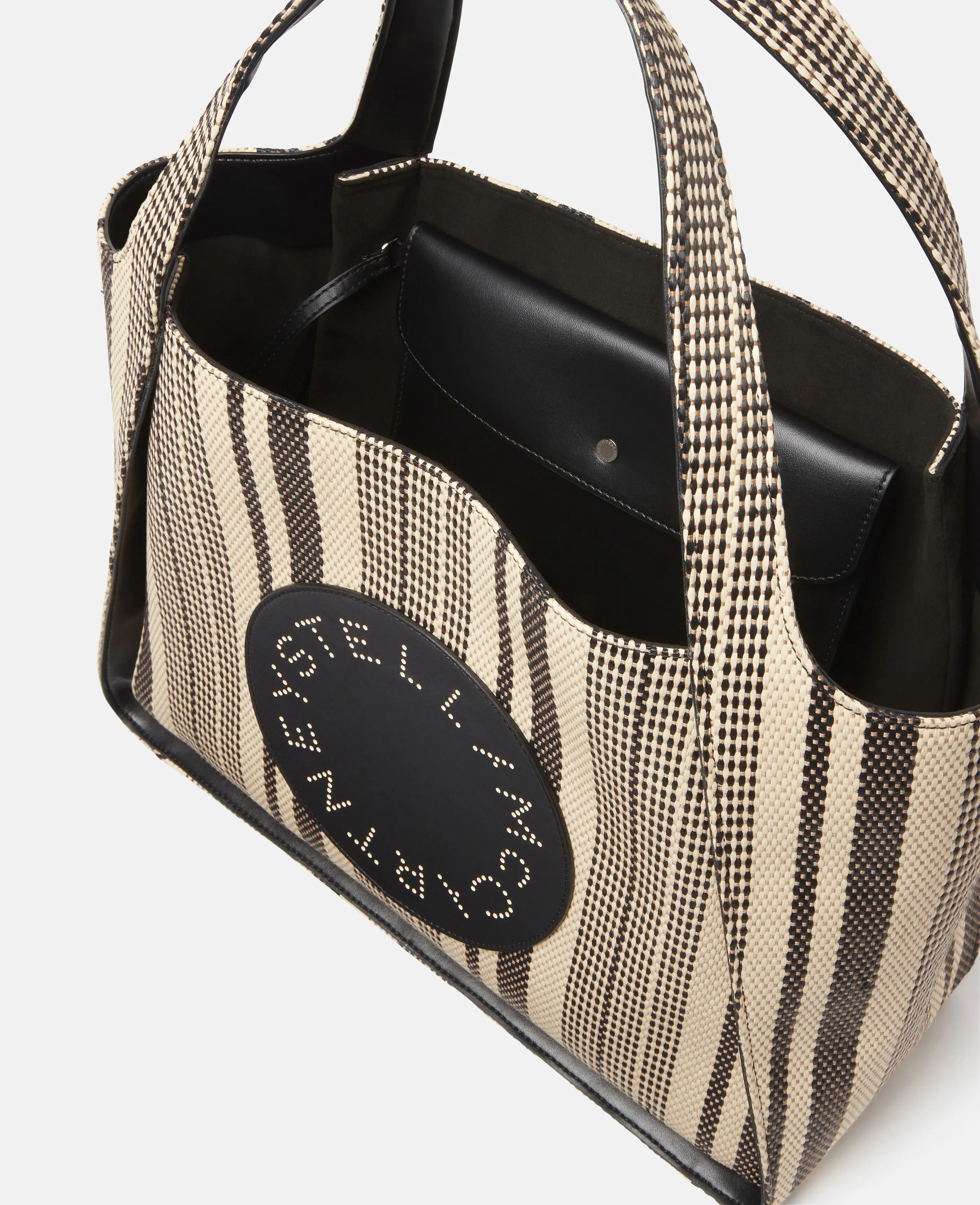 Stella Logo Striped Raffia Tote Bag 