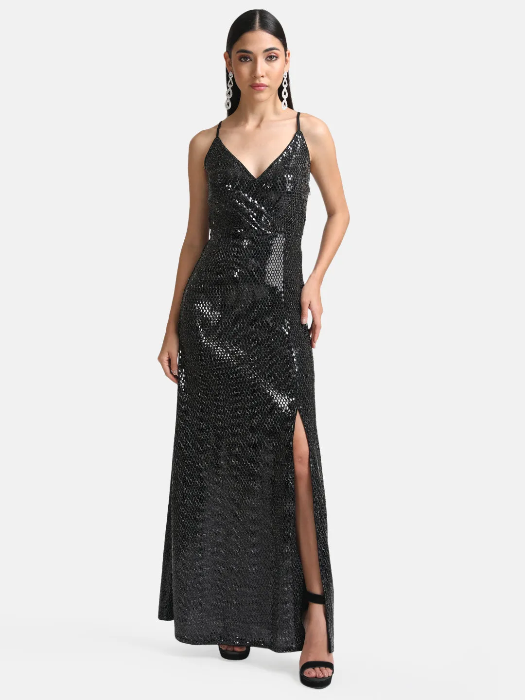 Stickon Sequin Wrap Maxi Dress