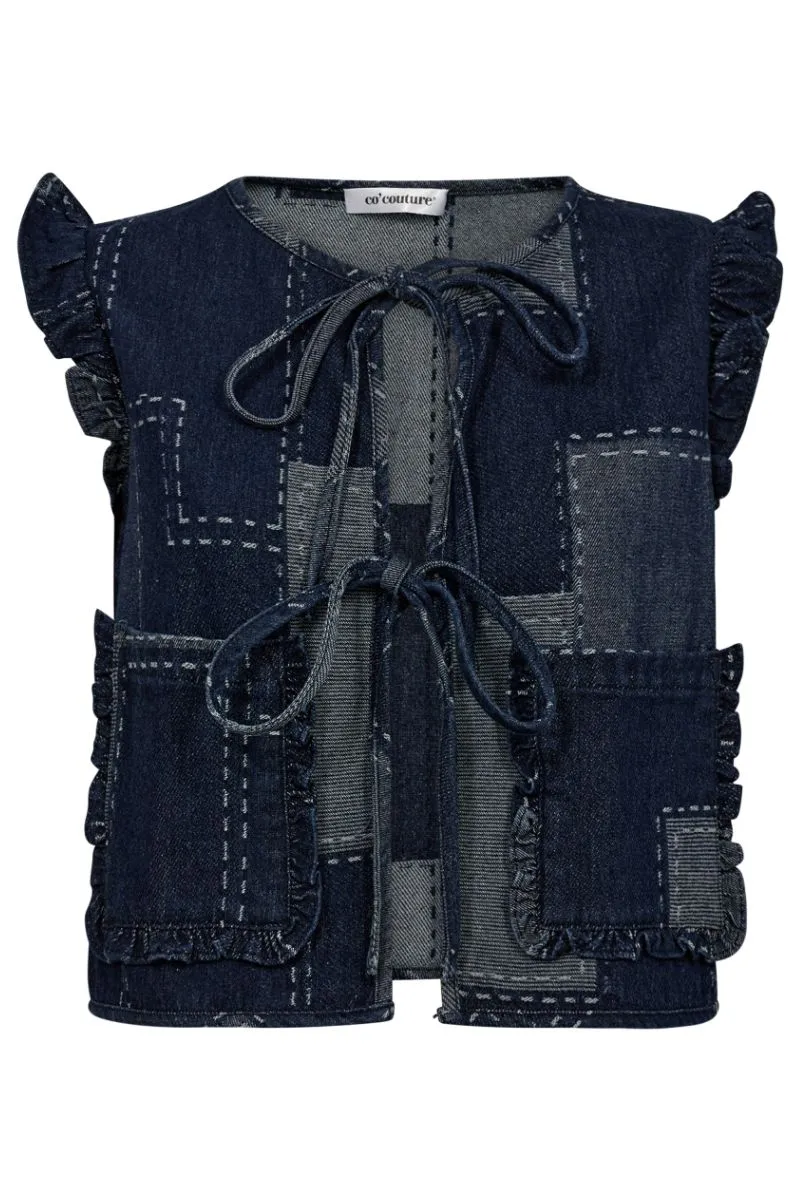 Stitchy Denim Vest 30205 | Denim blue | Waistcoat fra Co'couture