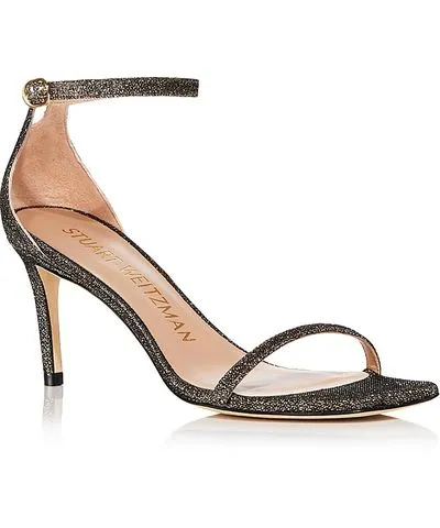 Stuart Weitzman Nudist Curve Womens Shimmer Metallic Heels