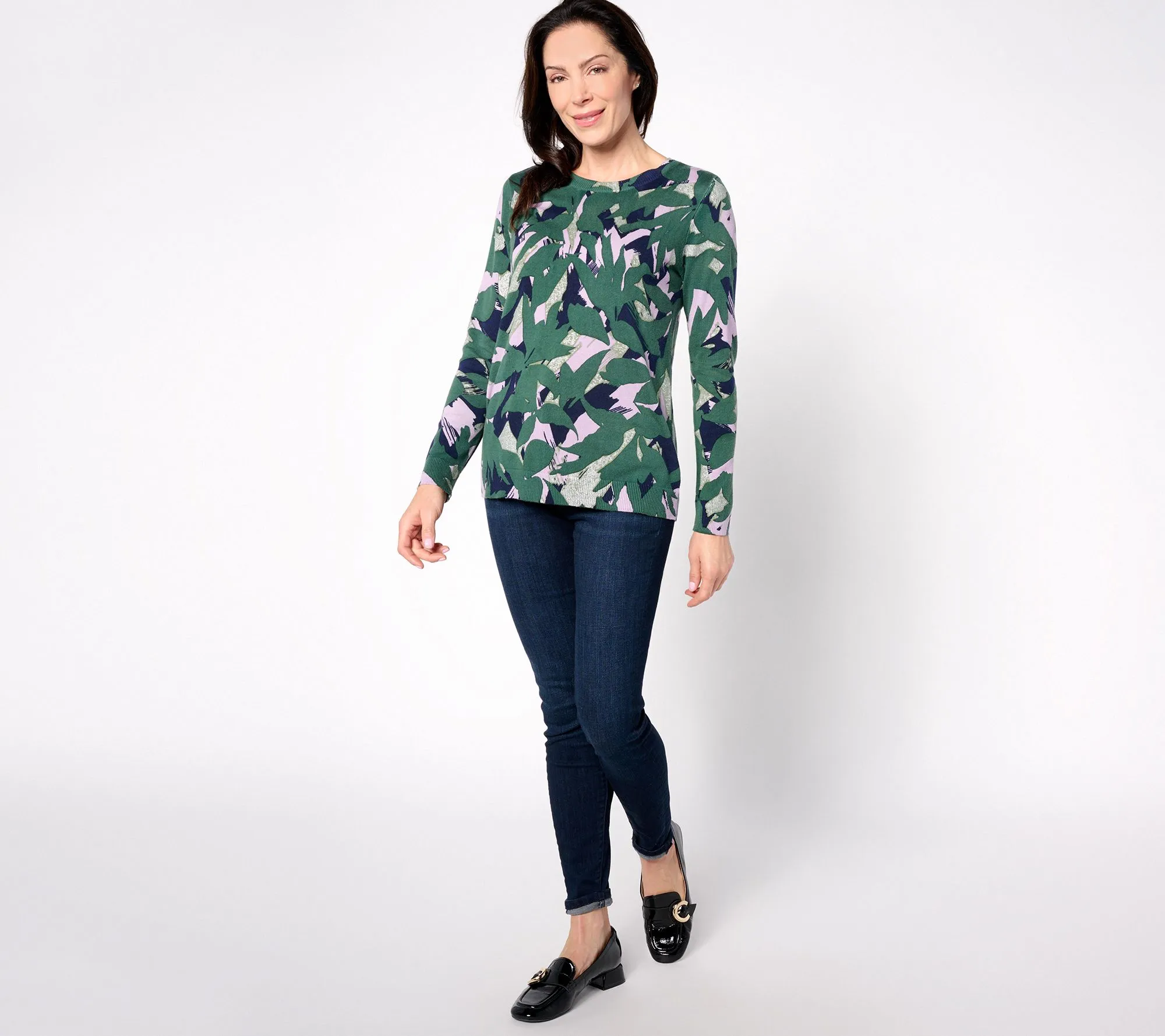 Susan Graver Printed Crewneck Sweater