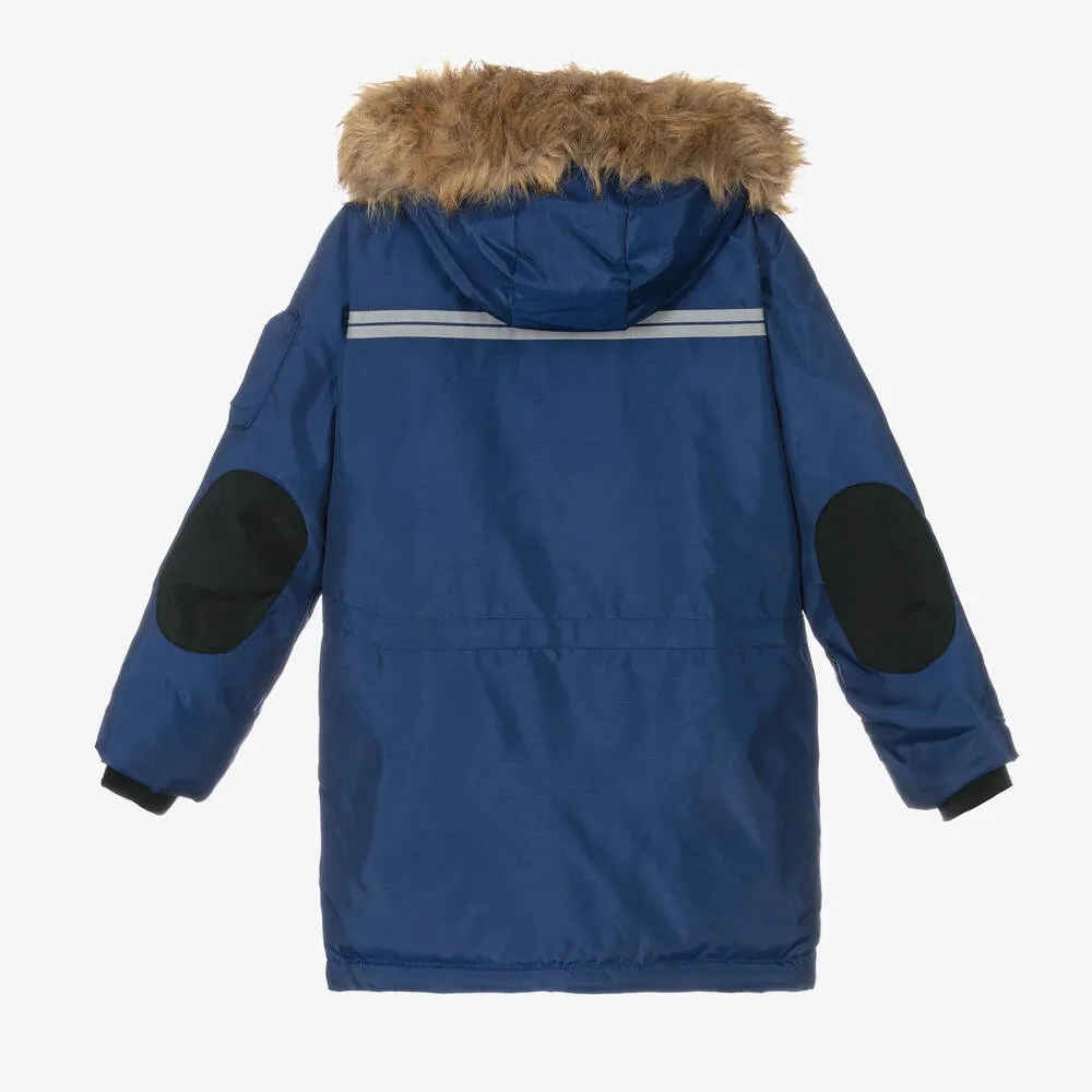 Teen Boys Blue Hooded Coat