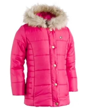 TOMMY HILFIGER Hooded Peacoat Puffer Coat with Faux-Fur Trim, Toddler Girls