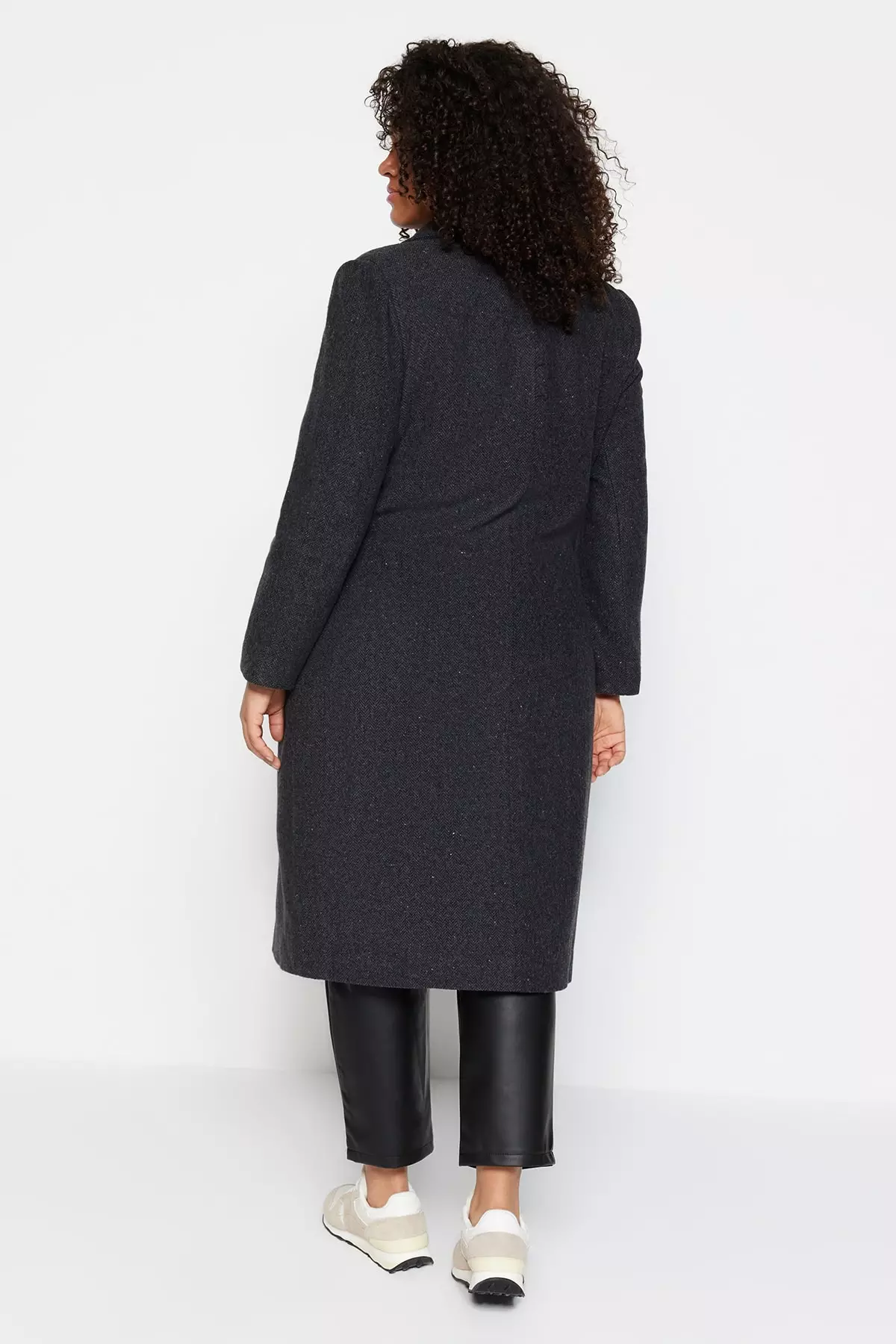 Trendyol Plus Size Pocket Flap Stamp Coat