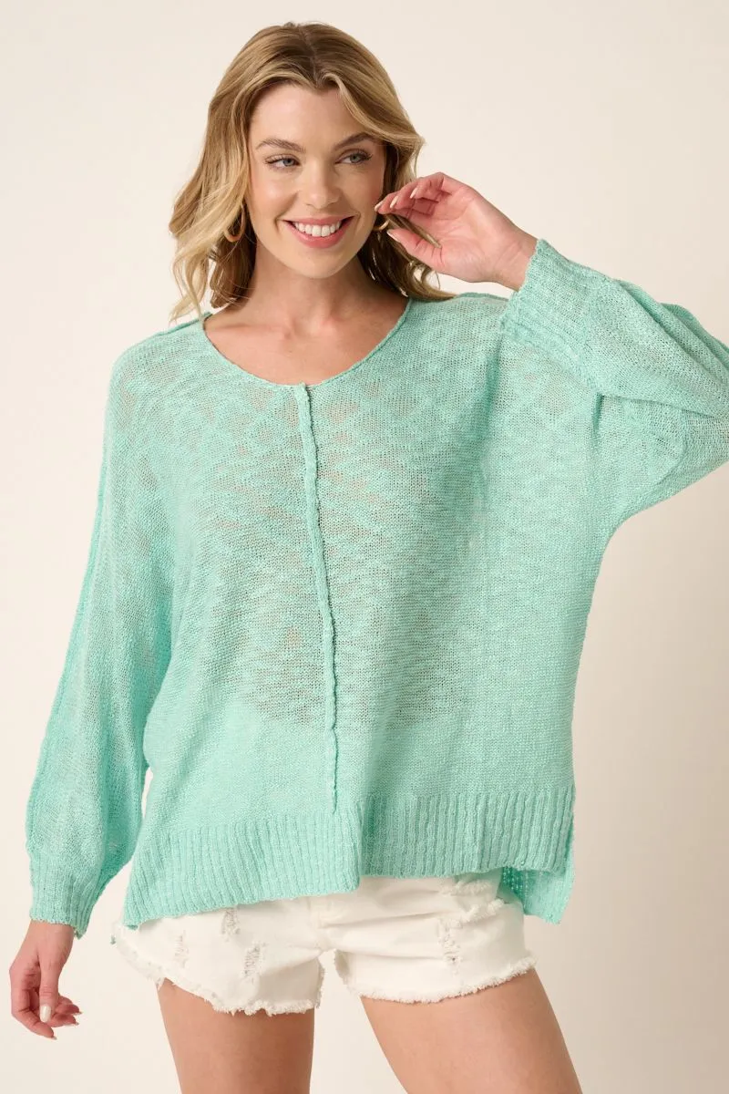 V Neck Dolman Long Sleeve Sweater