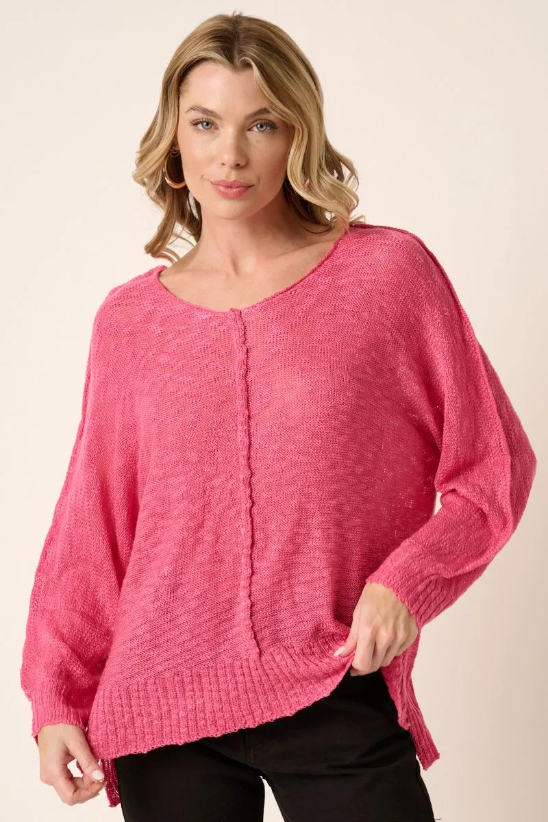 V Neck Dolman Long Sleeve Sweater