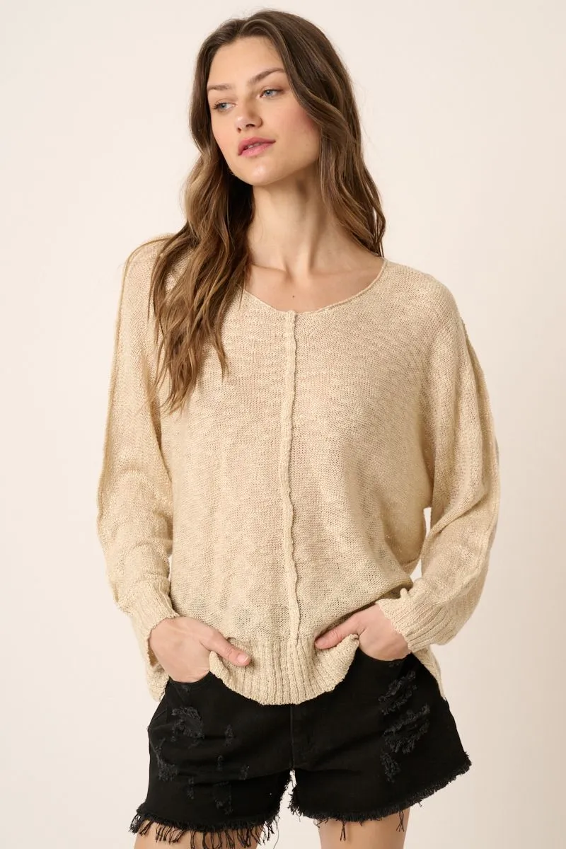 V Neck Dolman Long Sleeve Sweater