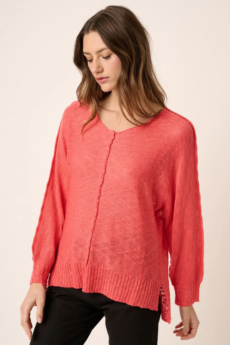 V Neck Dolman Long Sleeve Sweater