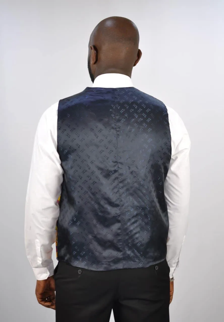 V-neck Multi Ankara Waistcoat - African Clothing Store | JT Aphrique