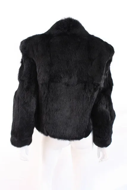 Vintage 80's Black Rabbit Fur Coat