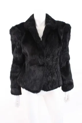 Vintage 80's Black Rabbit Fur Coat