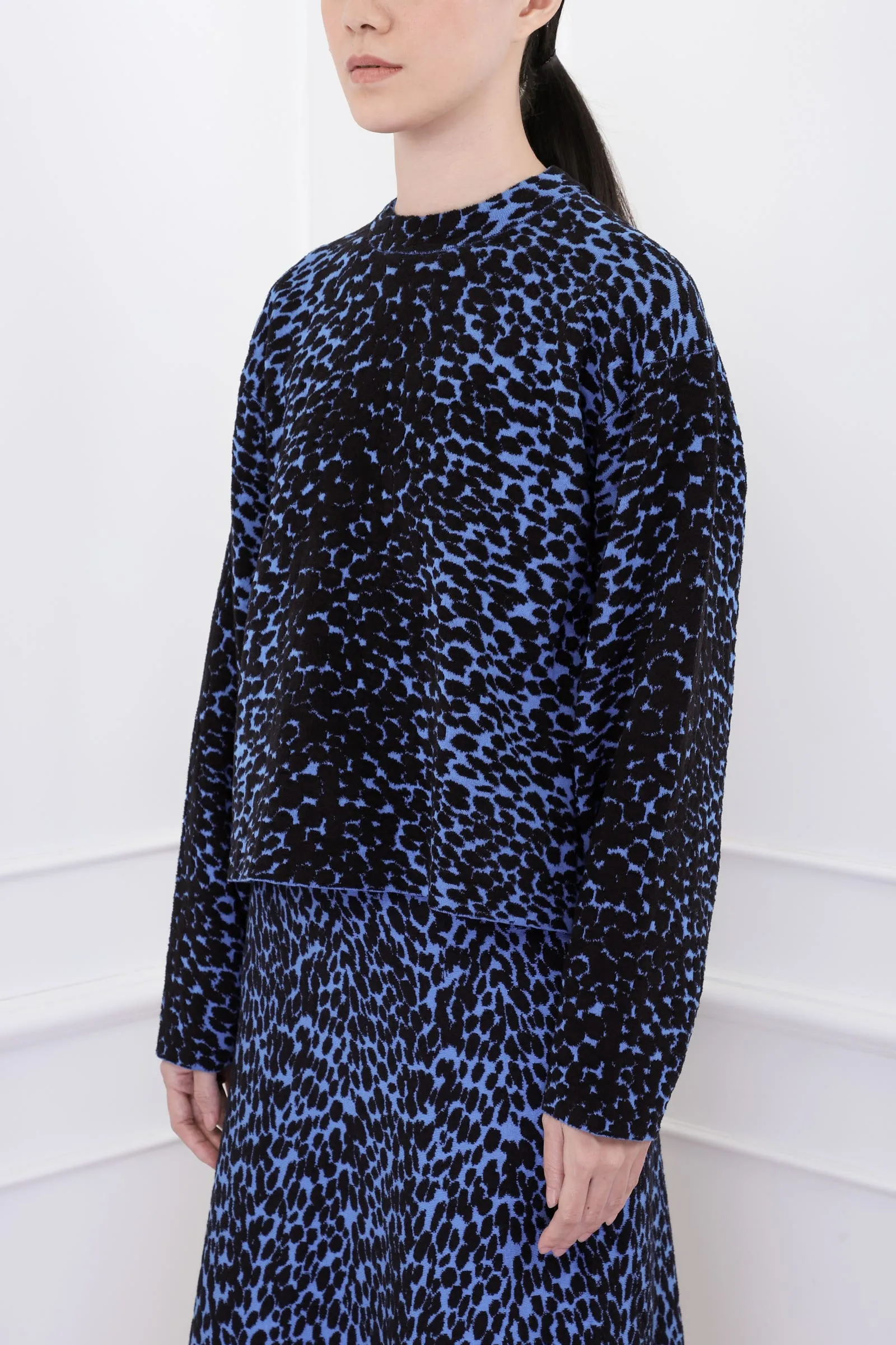 Violet Blue / Black Dot Jacquard Sweater