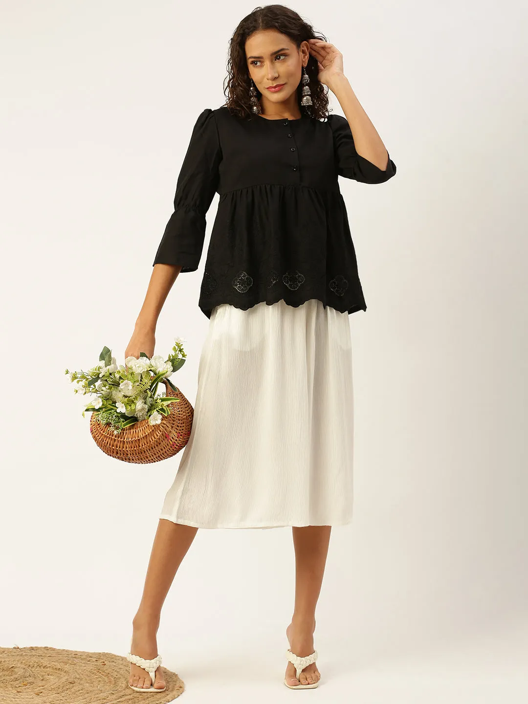 Women Culottes  Solid Viscose Offwhite