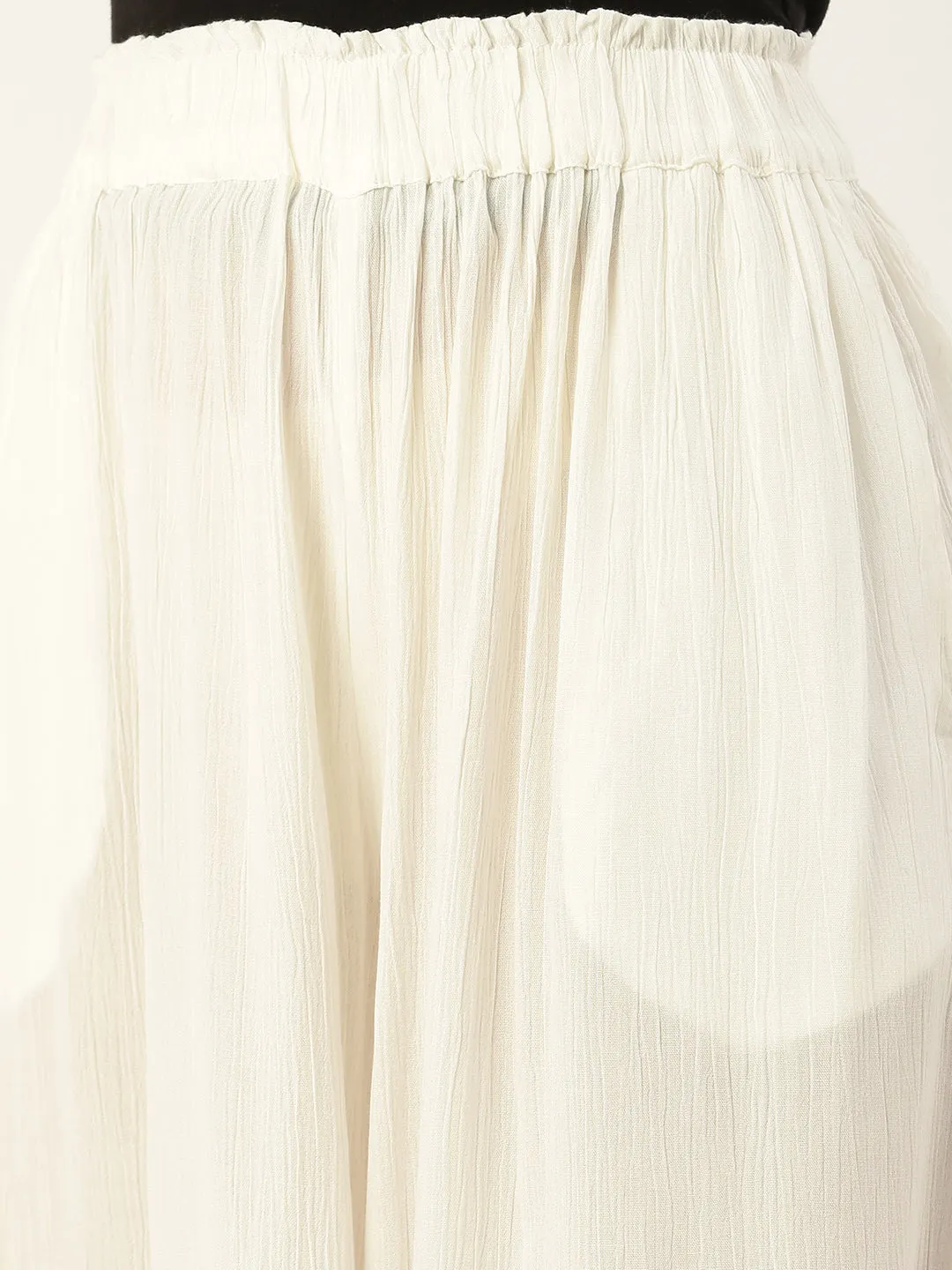 Women Culottes  Solid Viscose Offwhite