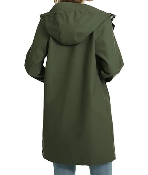 Womens Green Hooded Rain Coat | TLC