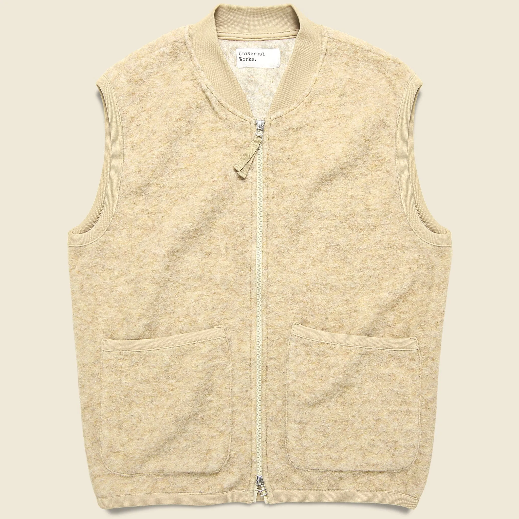 Wool Fleece Zip Waistcoat - Stone