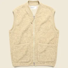 Wool Fleece Zip Waistcoat - Stone