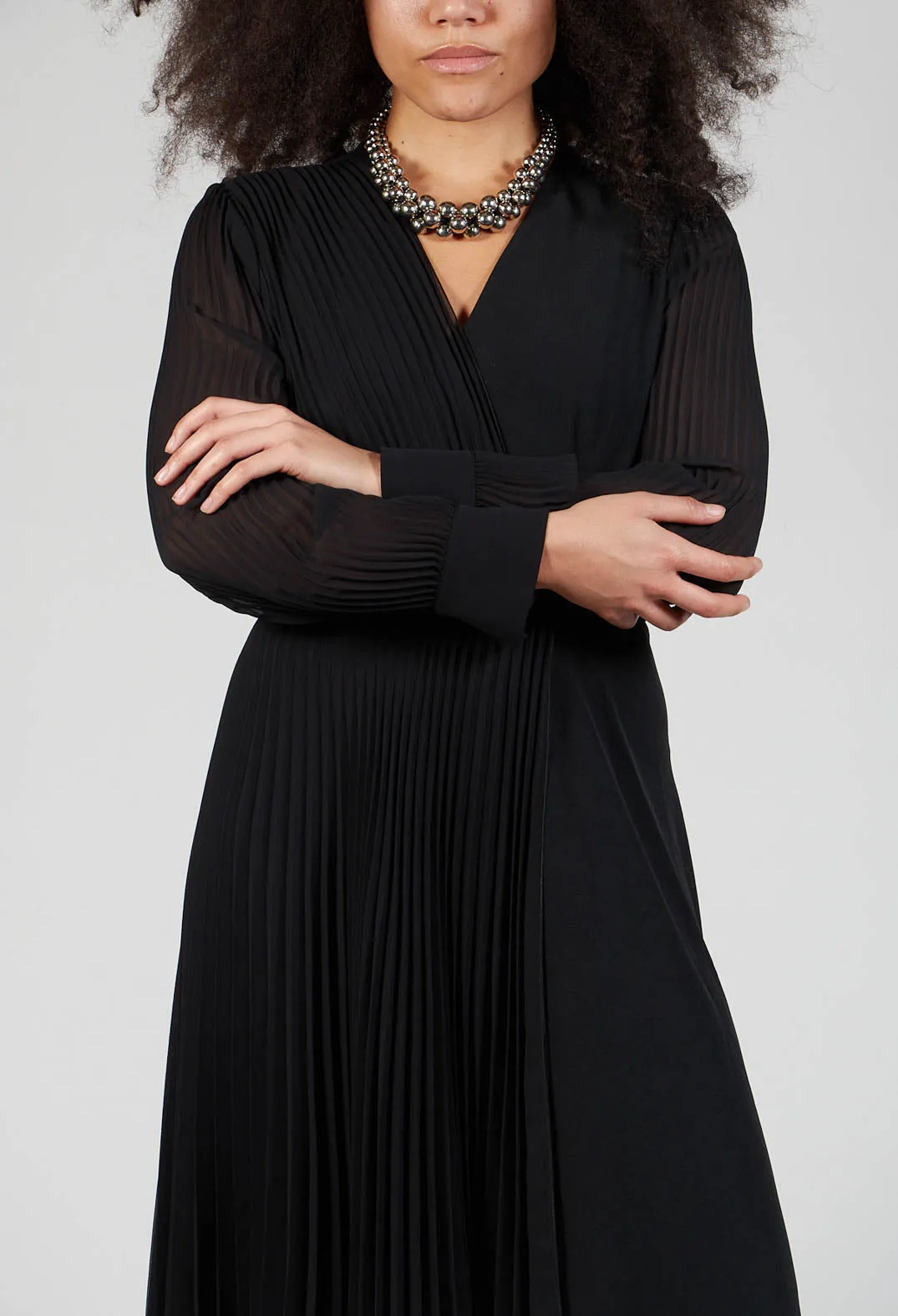 Wrap Midi Dress in Black