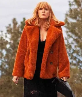 Yellowstone Kelly Reilly Orange Shearling Coat