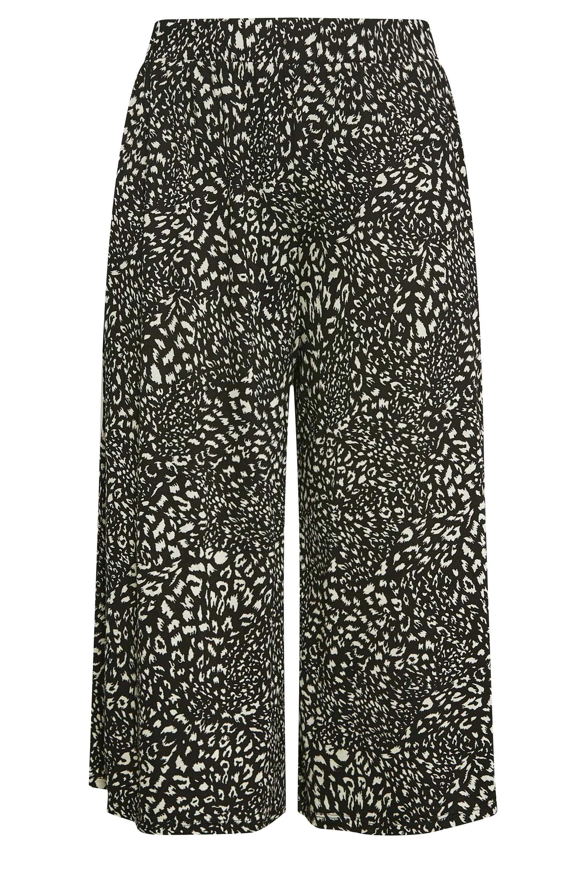 YOURS Curve Black & Natural Lepoard Print Midaxi Culottes