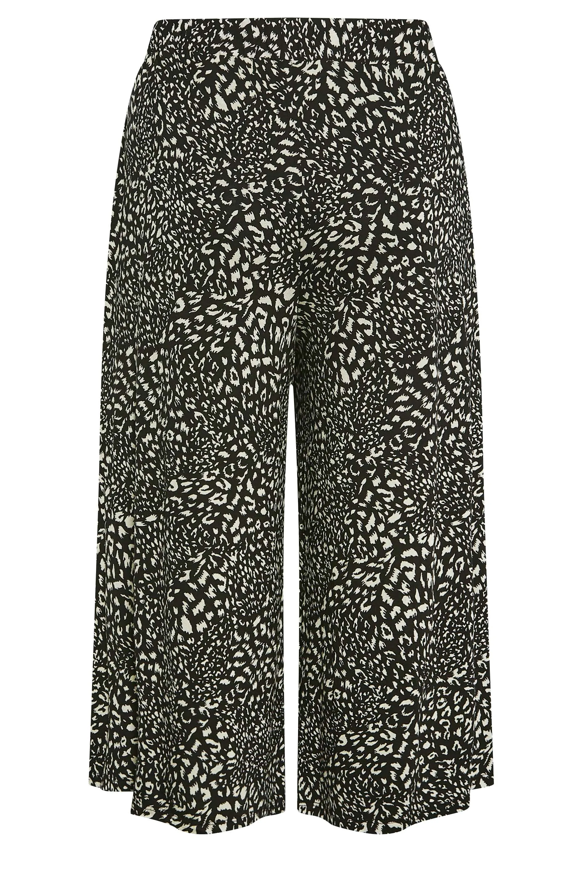 YOURS Curve Black & Natural Lepoard Print Midaxi Culottes