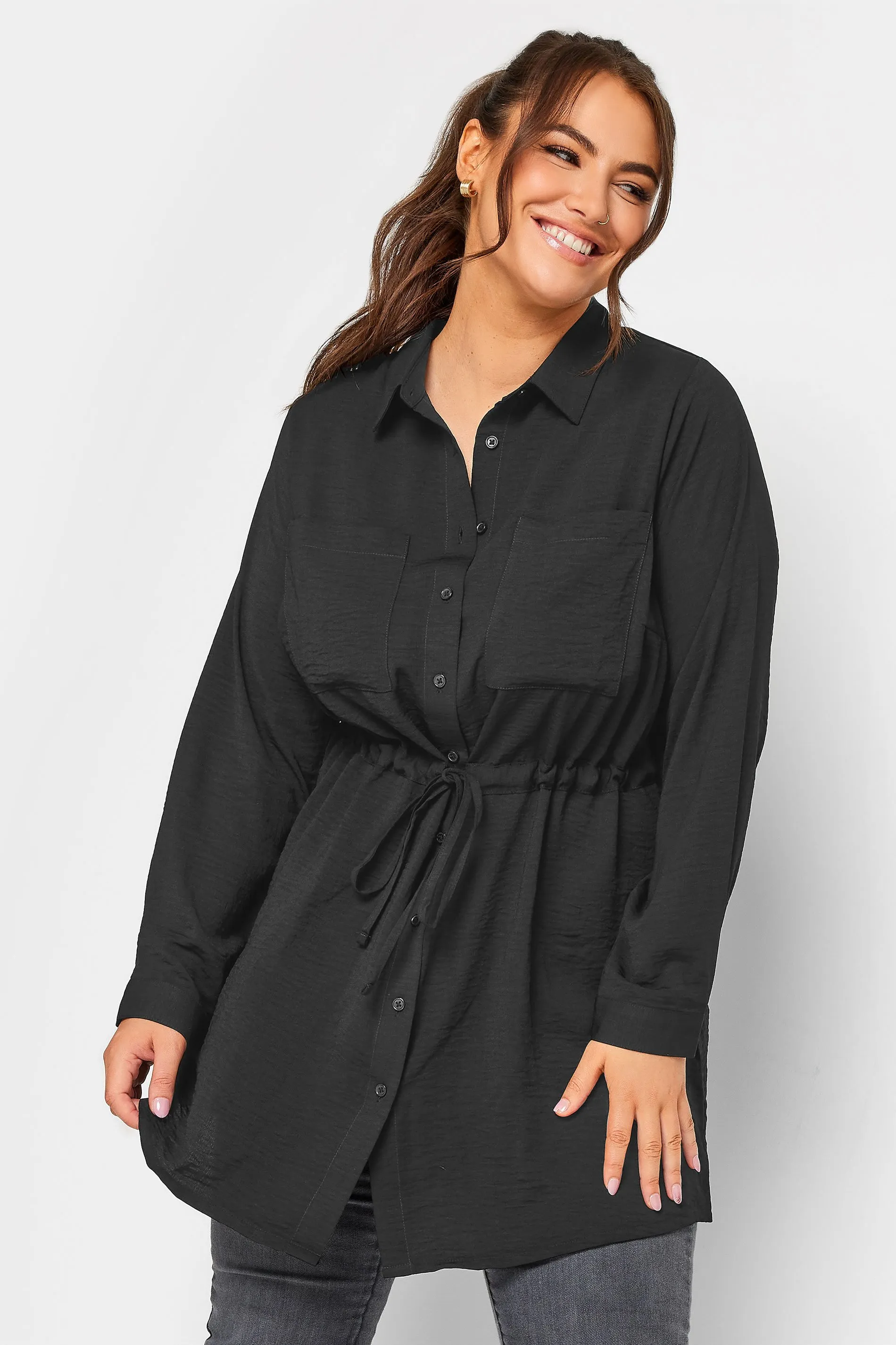 YOURS Curve Black Utility Tunic Shirt