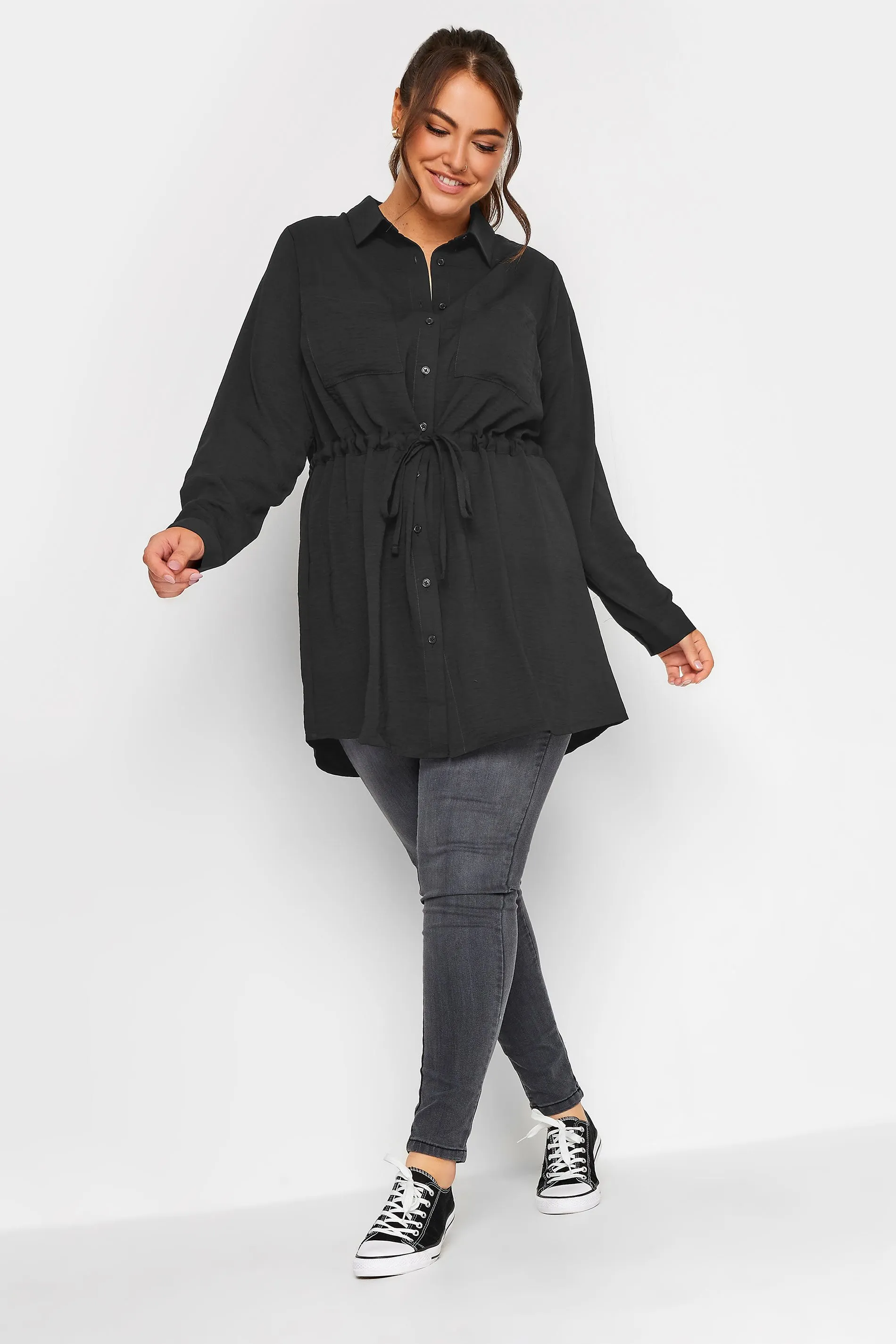 YOURS Curve Black Utility Tunic Shirt