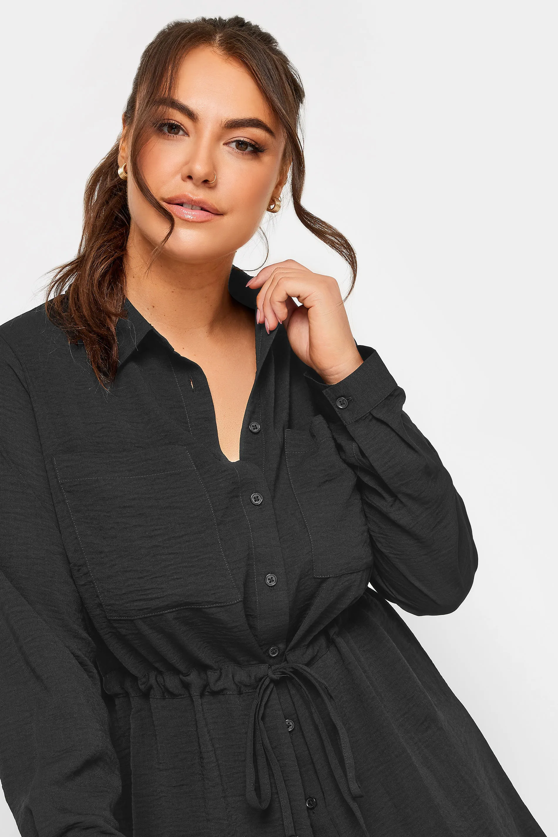 YOURS Curve Black Utility Tunic Shirt