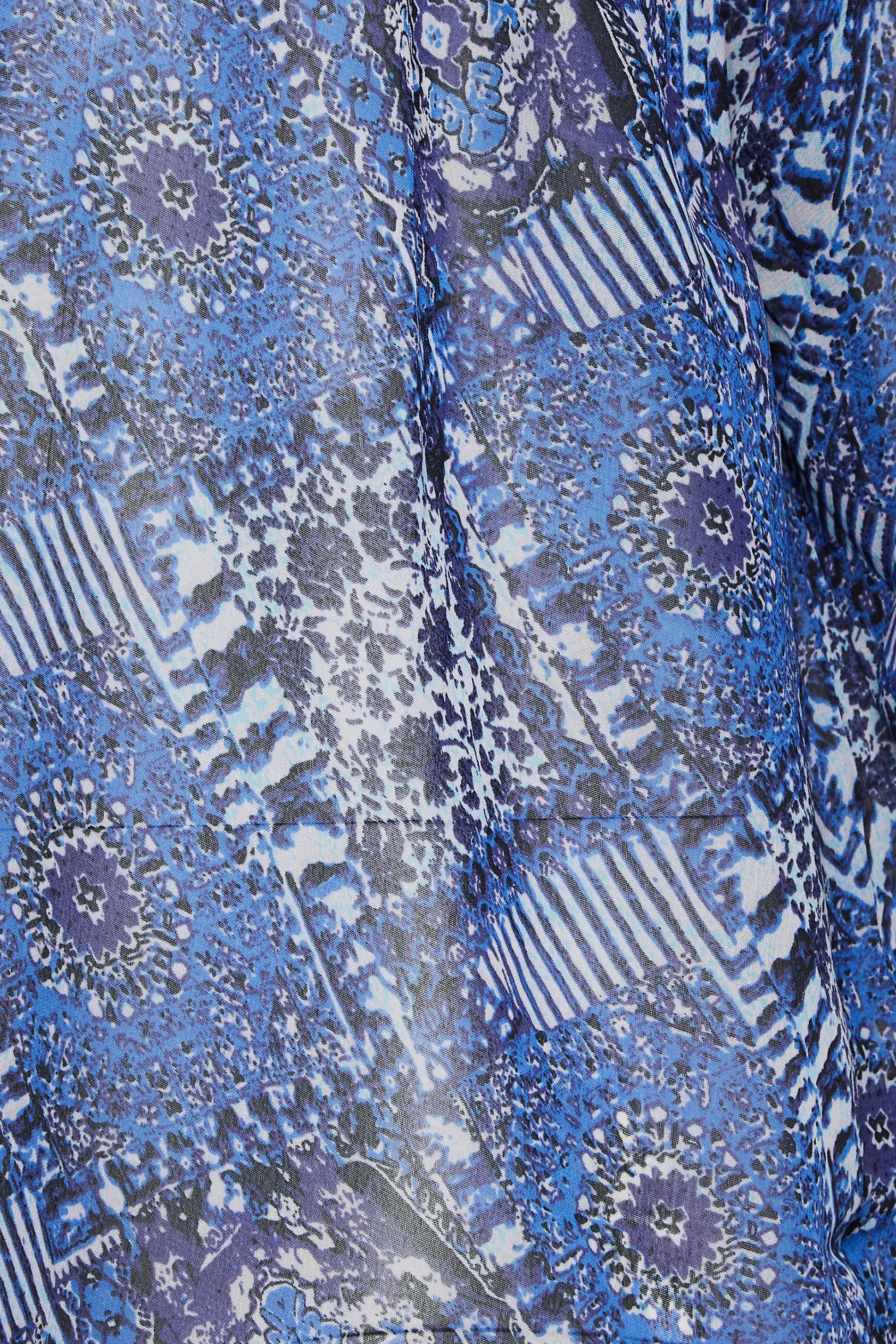 YOURS Curve Blue Tile Print Chiffon Kimono