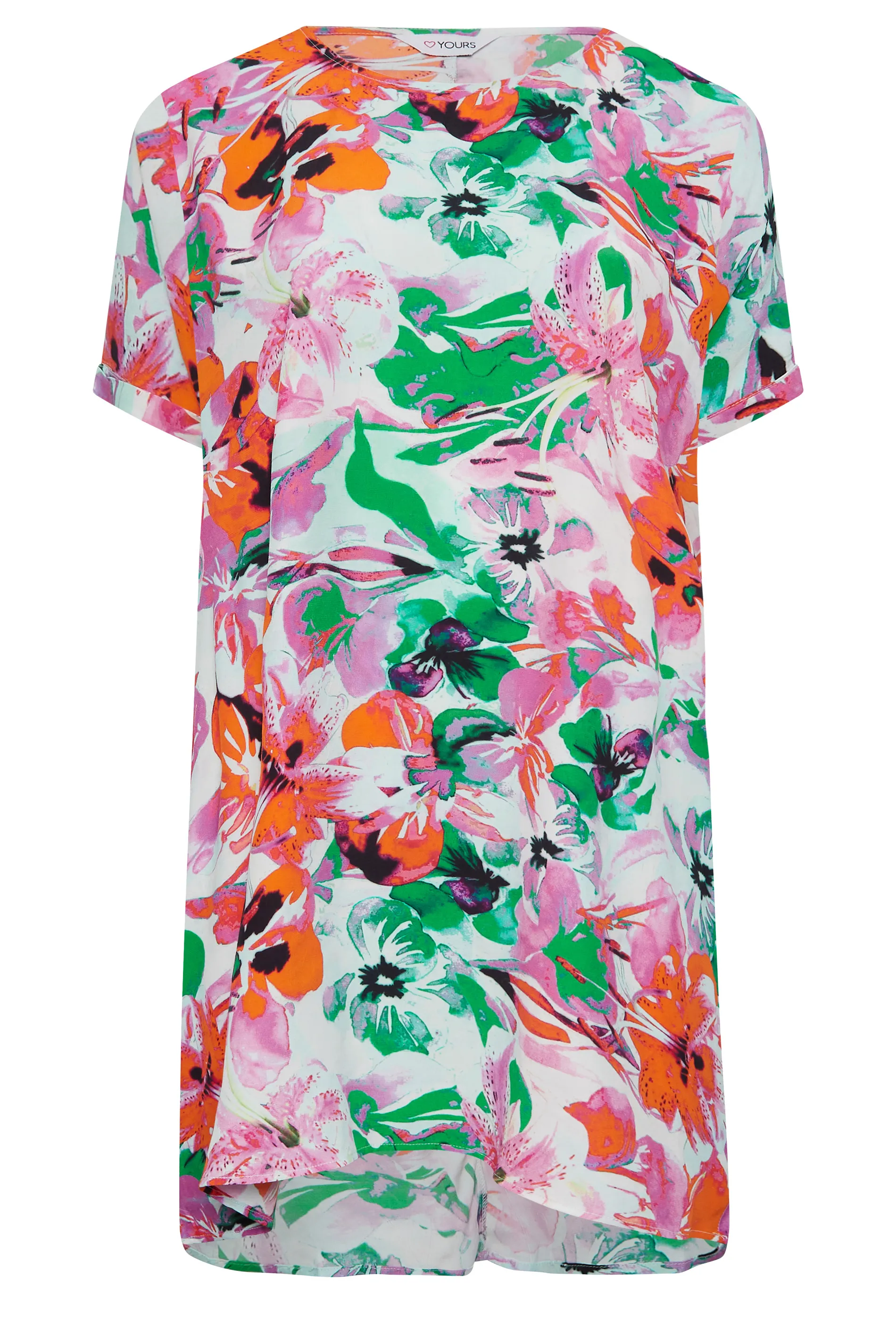 YOURS Curve Pink Floral Print Tunic Dress